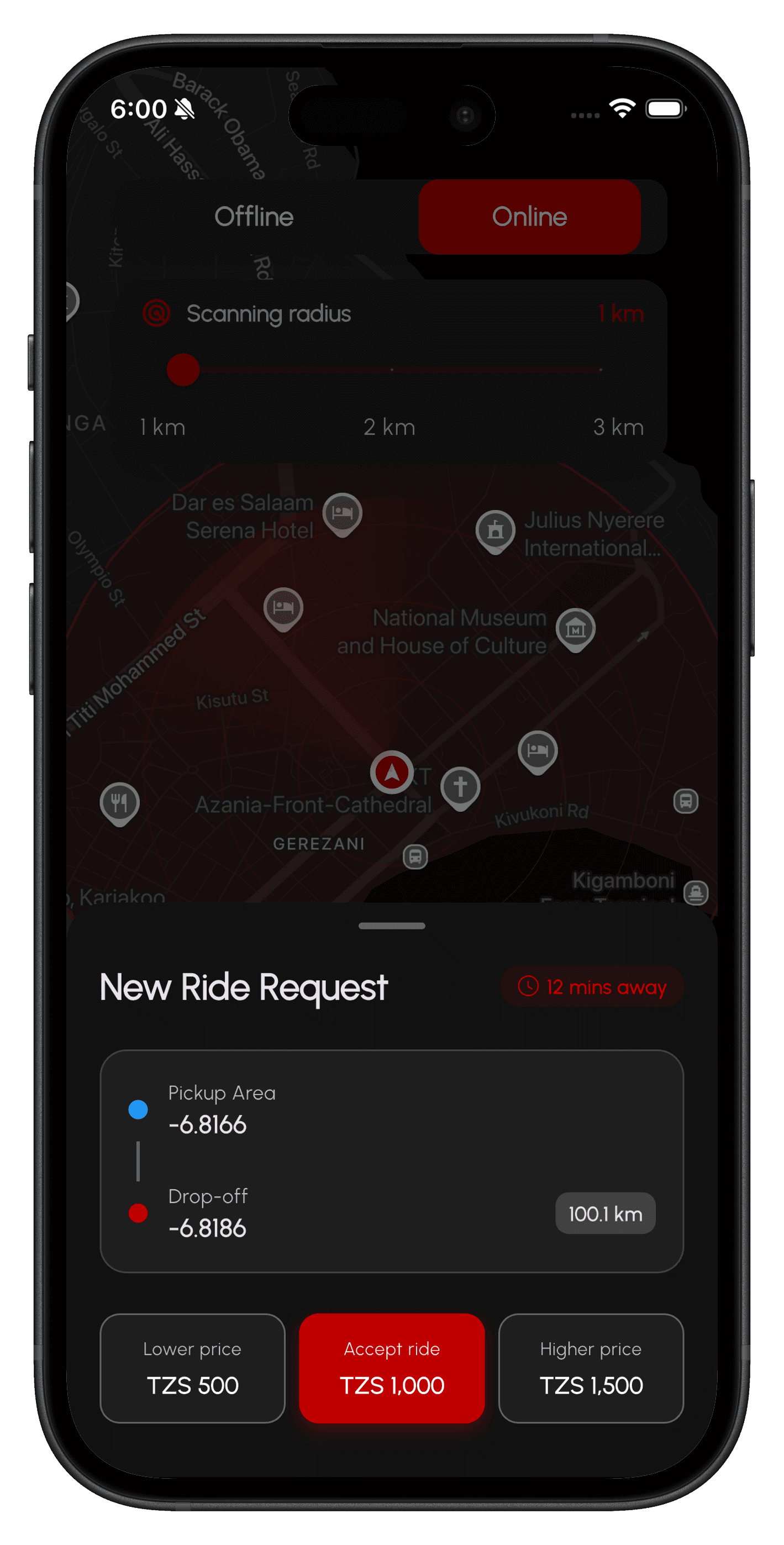 Mbiyyo app ride screen